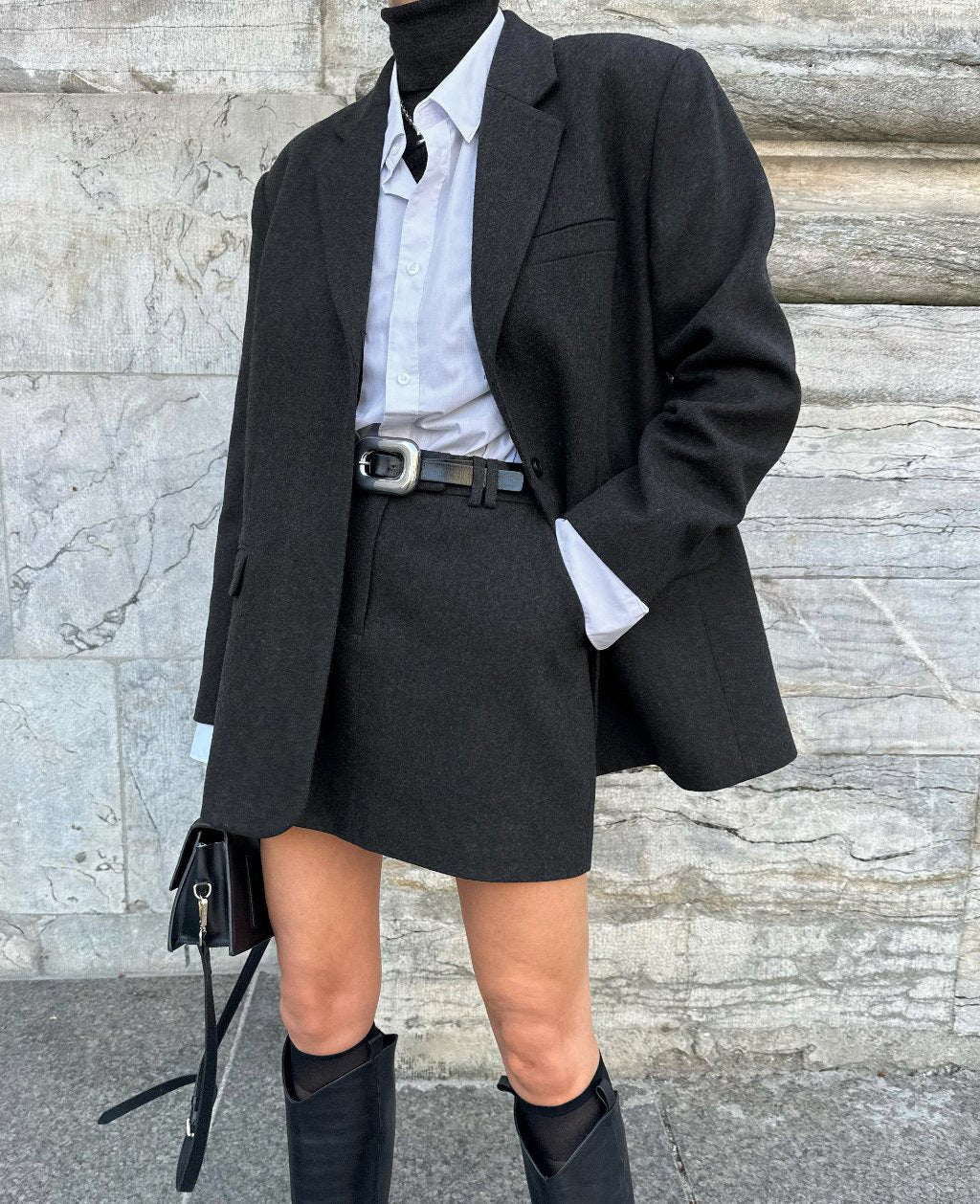 LUA WOOL MINI SKIRT | dark grey - Image 4